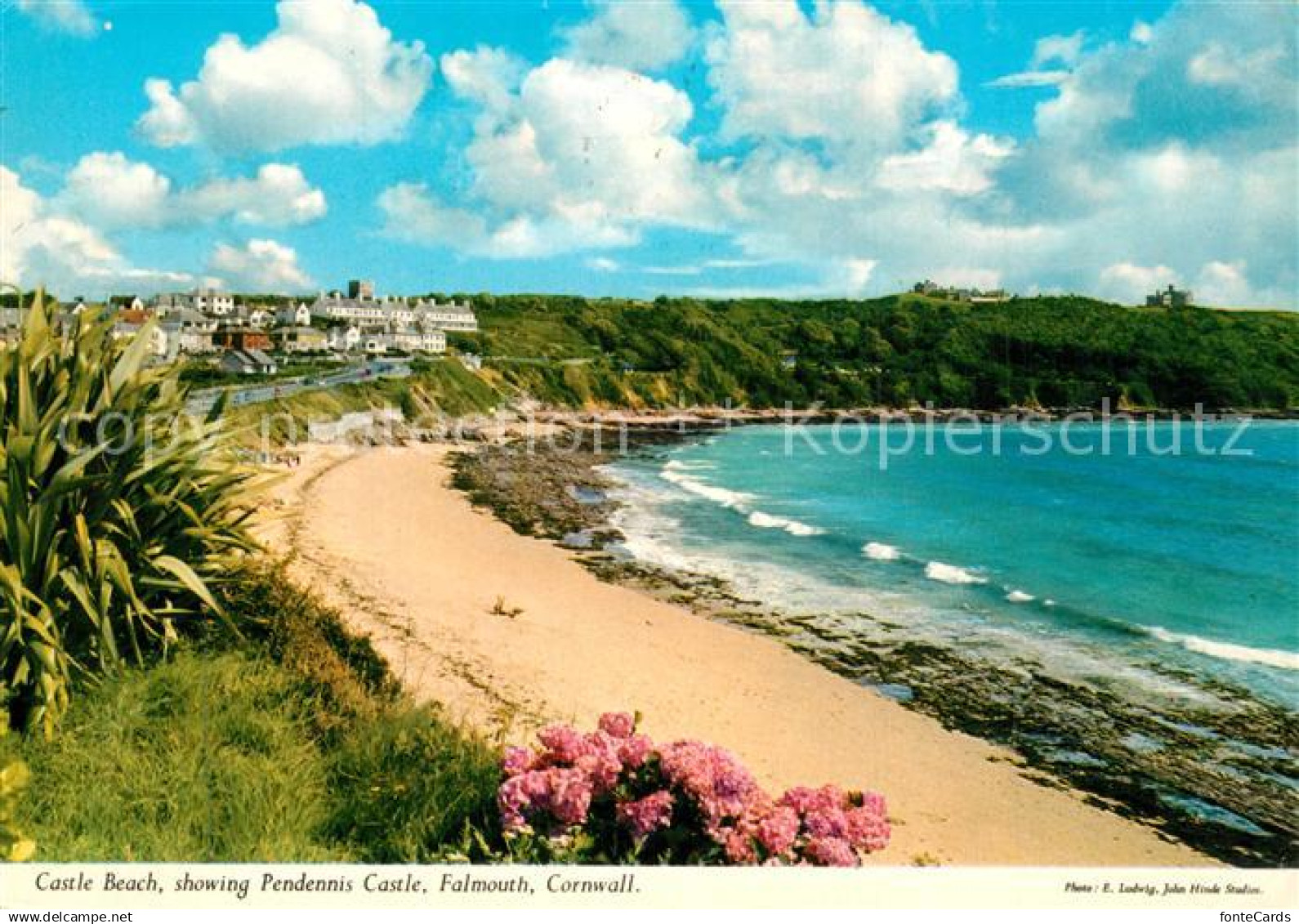 73607215 Falmouth Cornwall Castle Beach showing Pendennis Castle Falmouth Cornwa