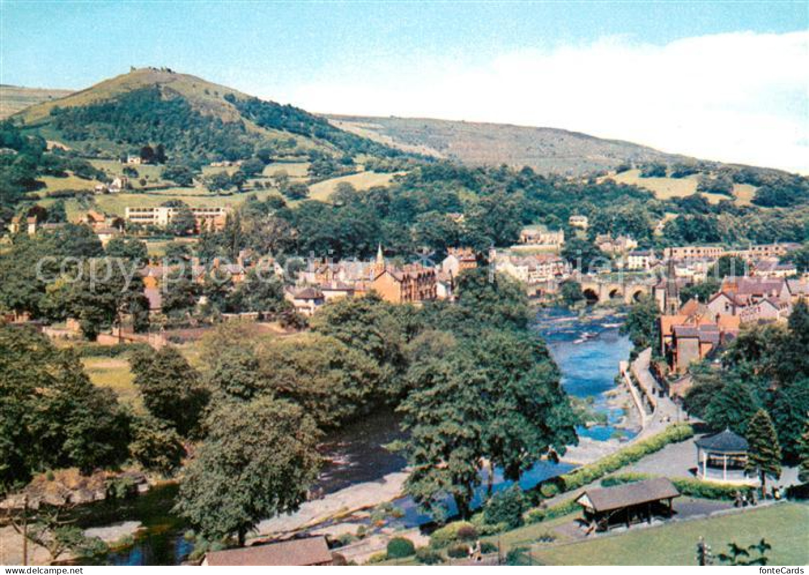 73628245 Denbighshire Llangolien from Riverside Park Denbighshire