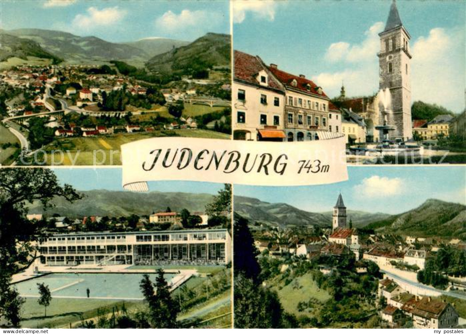 73628753 Judenburg Steiermark Panorama Brunnen Kirche Schwimmbad  Judenburg Stei