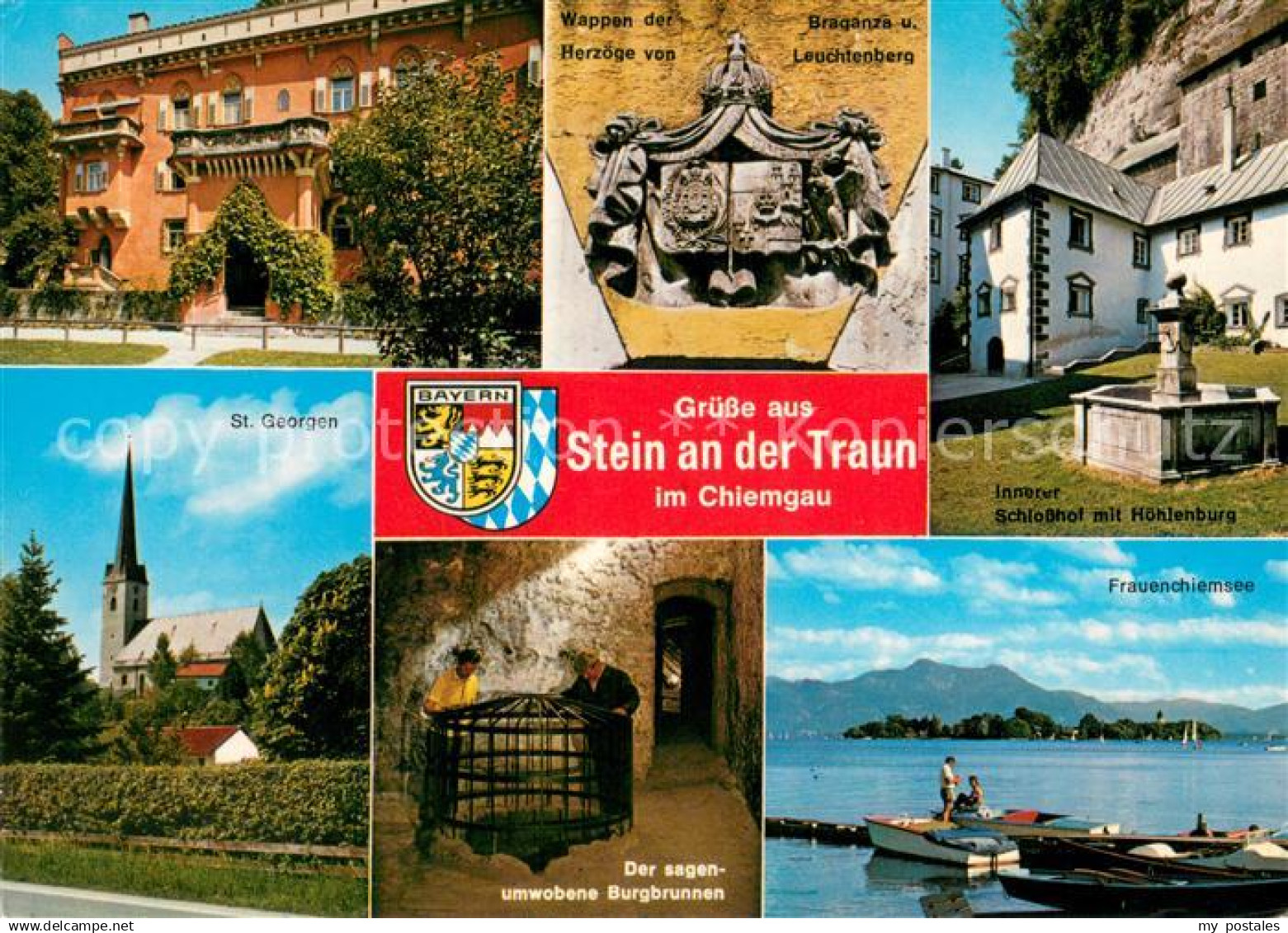 73670842 Stein Traun Hotel Wappen Schlosshof mit Hoehlenburg St Georgen Burgbrun