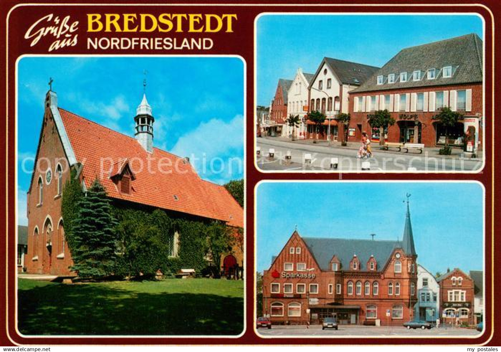 73674007 Bredstedt Kirche Strassenpartie Sparkasse