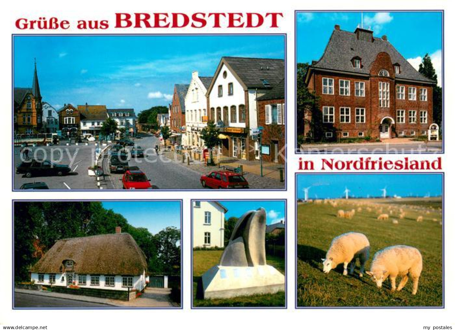 73674027 Bredstedt Strassenpartie Rathaus Gasthaus Skulptur