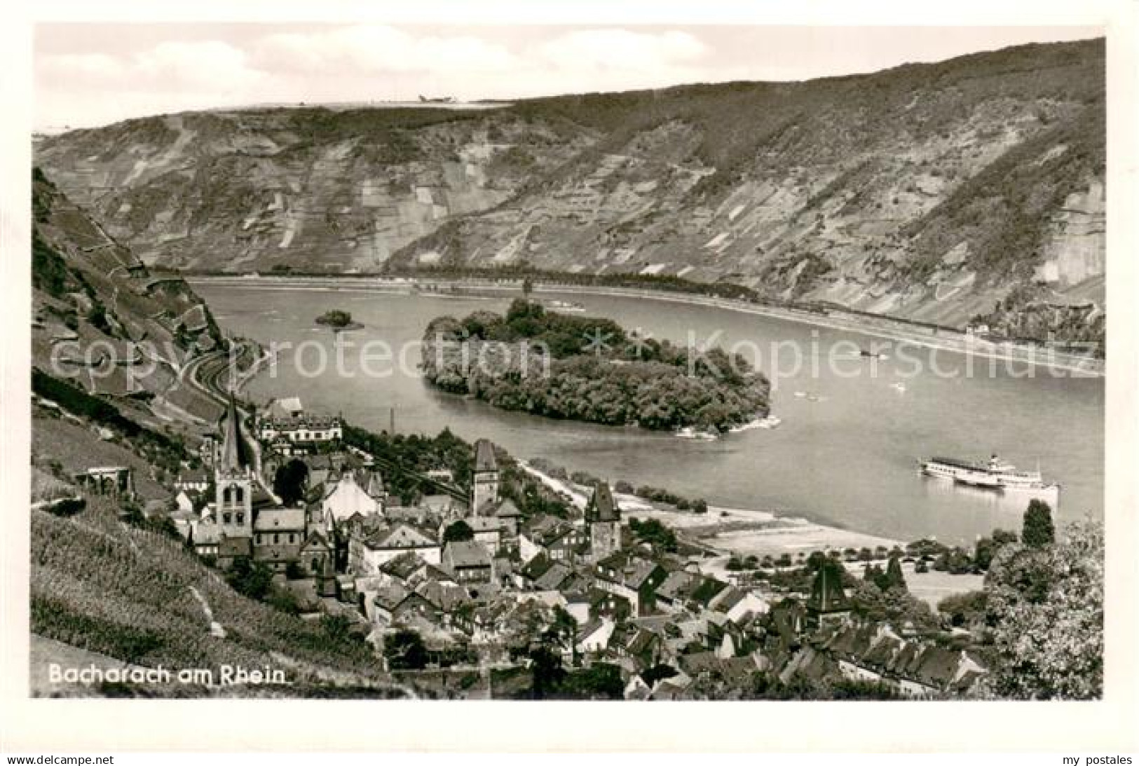 73691190 Bacharach Rhein Panorama Rheininsel Bacharach Rhein