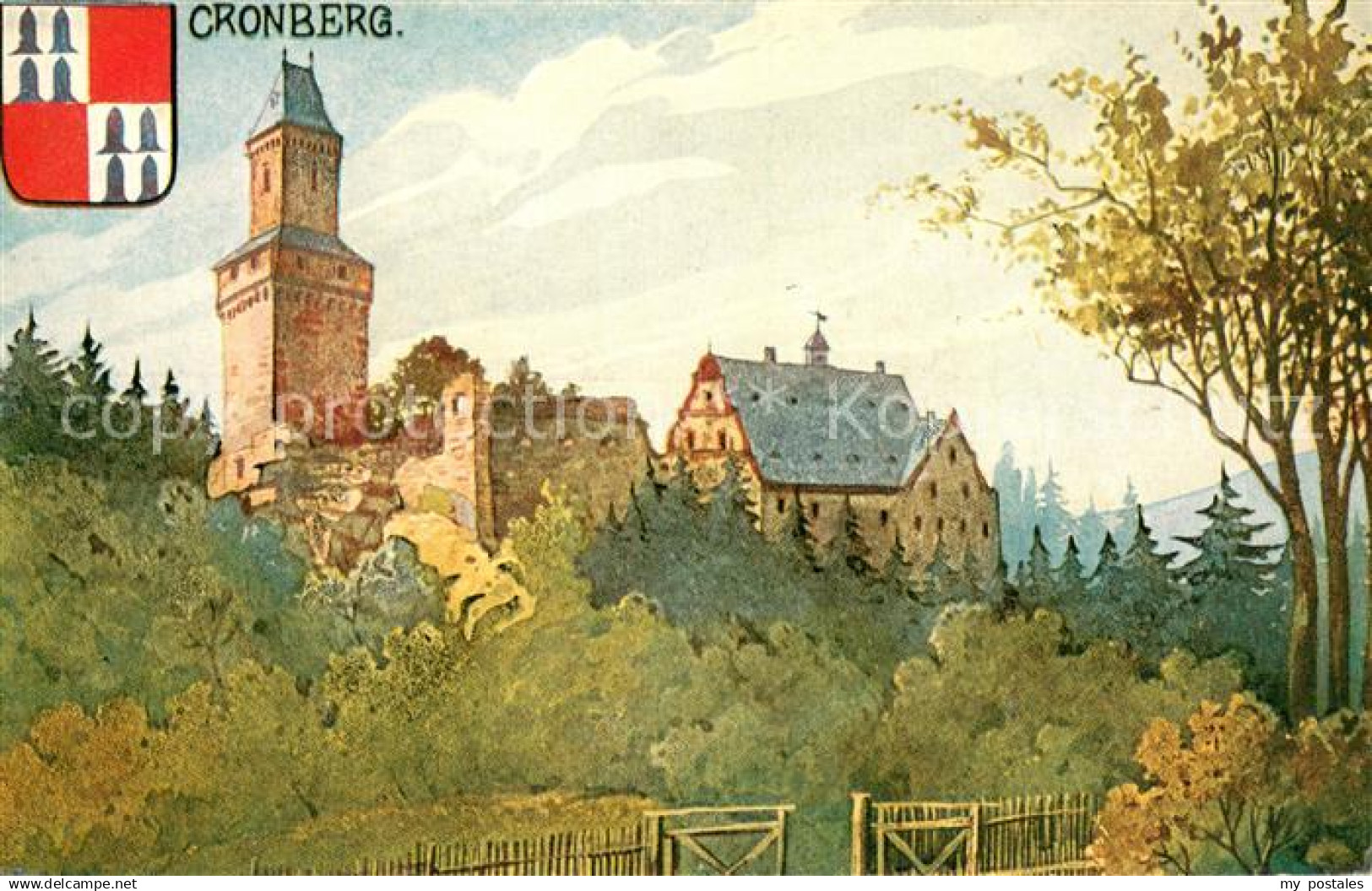 73696394 Kronberg Taunus Burg Kronberg Wappen Kuenstlerkarte