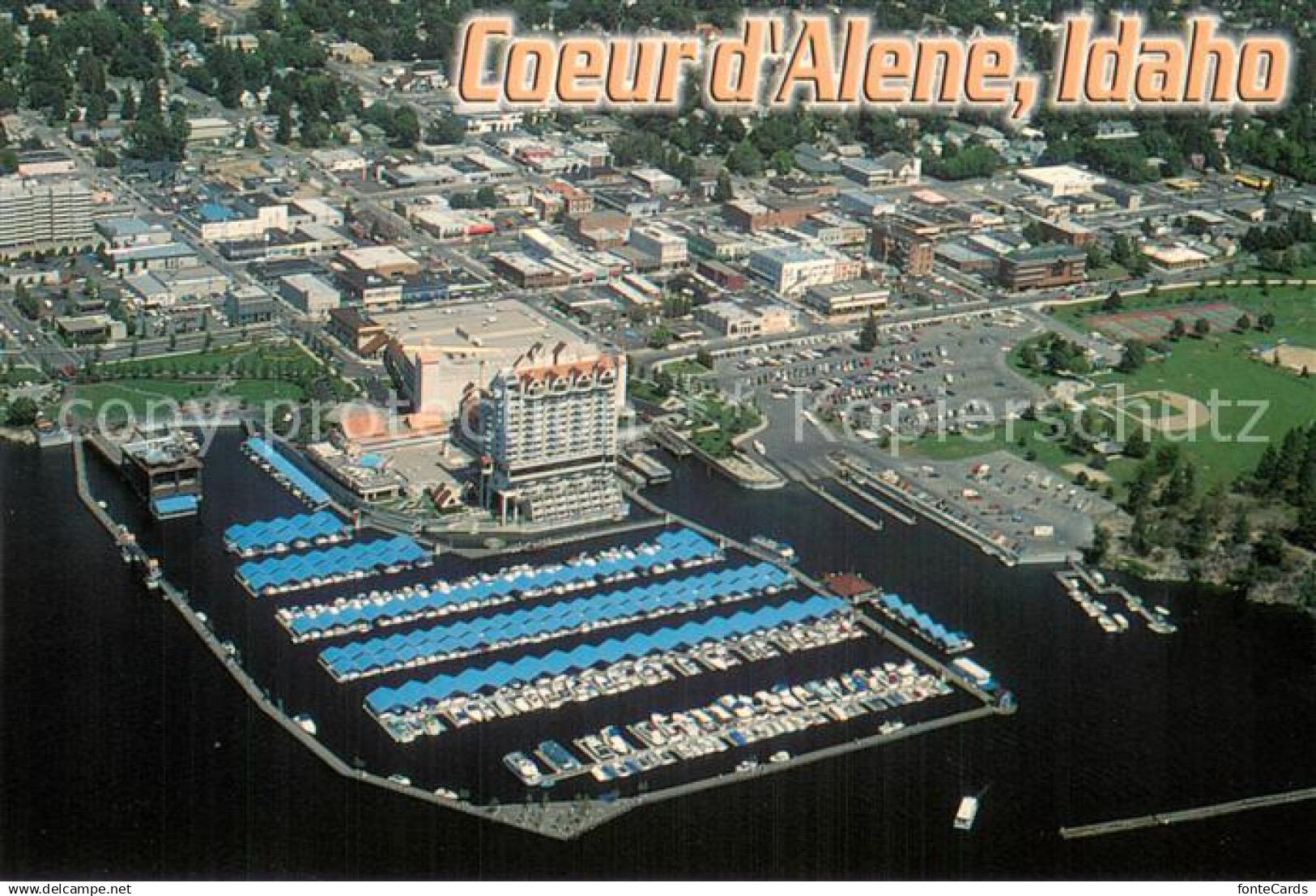 73745521 Coeur_d_Alene_Idaho Fliegeraufnahme Resort and Downtown-area along Coeu