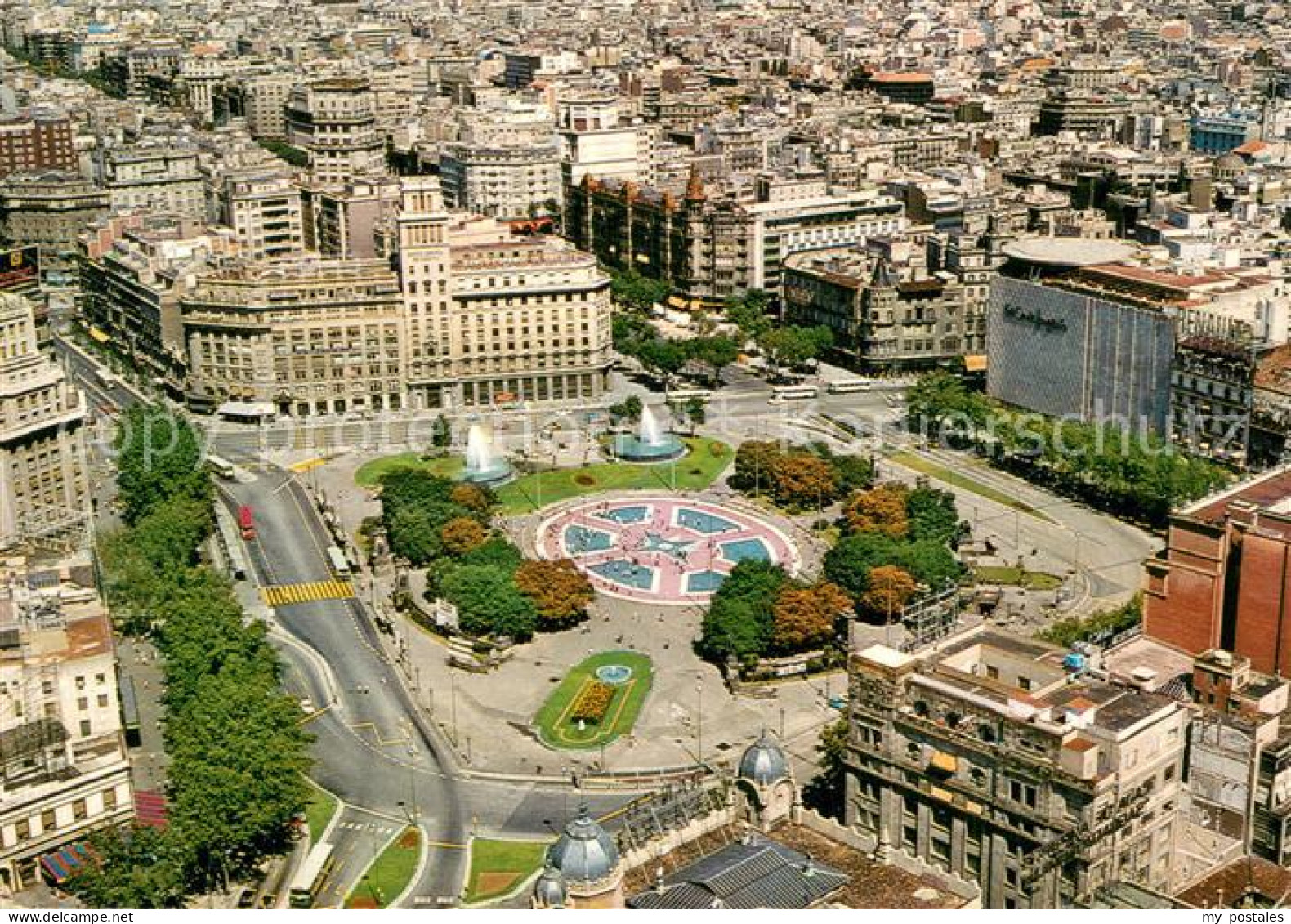 73757184 Barcelona Cataluna Fliegeraufnahme Plaza de Cataluna Barcelona Cataluna