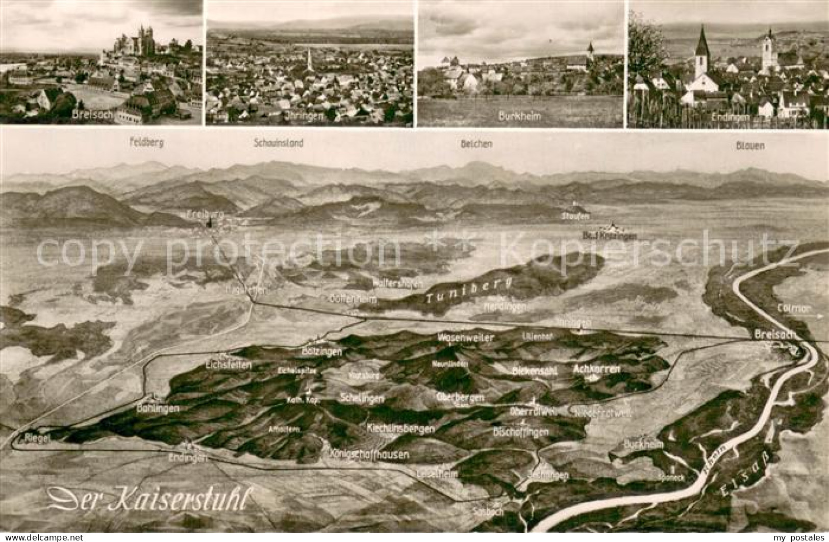 73762394 Kaiserstuhl Region Breisach Ihringen Burkheim Endingen Panoramakarte Ka