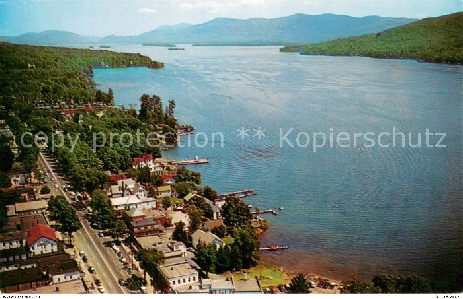 73764005 Lake George New York Aerial view north over Lake George