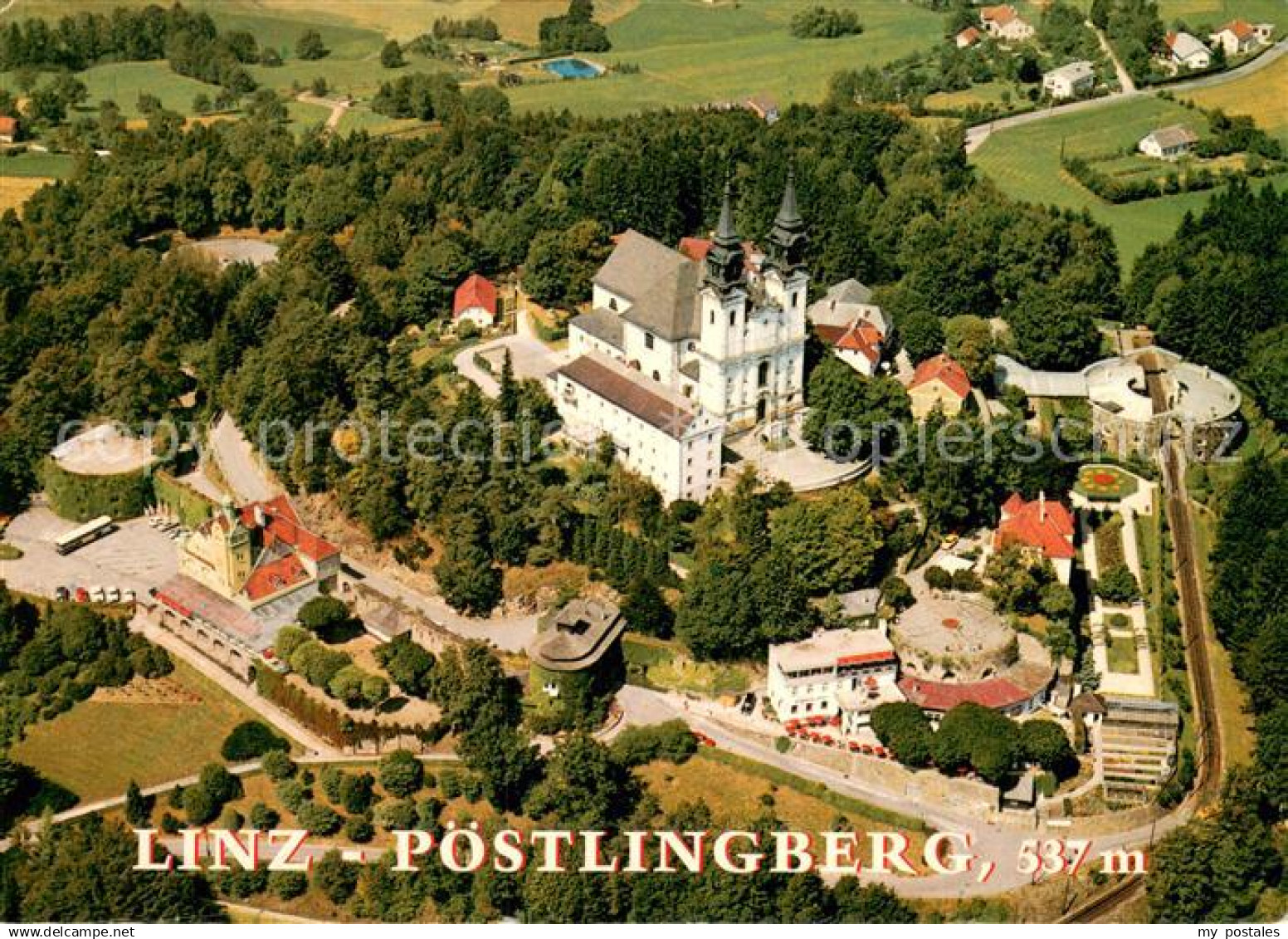 73775491 Linz Donau Fliegeraufnahme Linz-Poestlingberg m. Grottenbahn im Festung