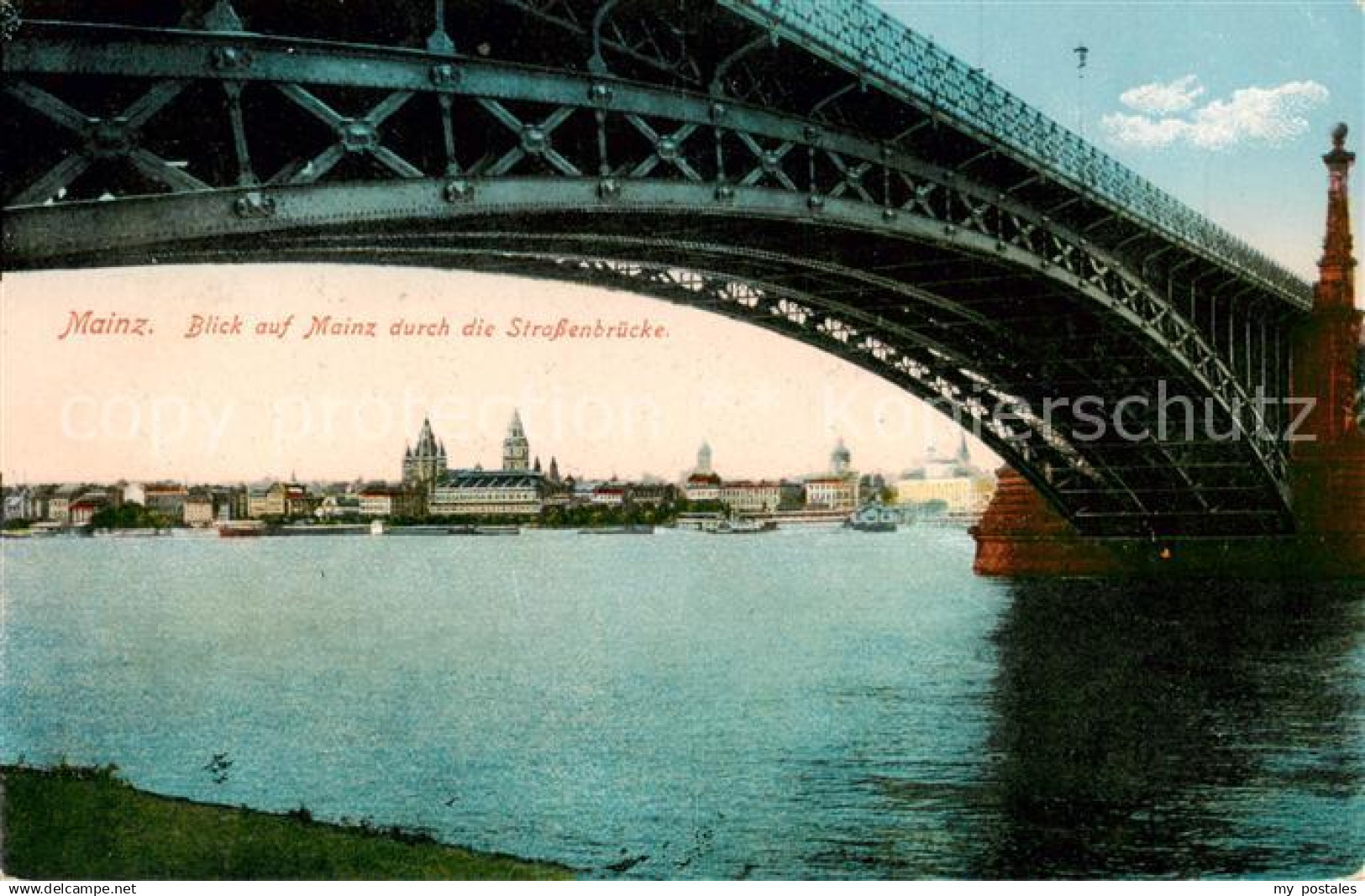 73807579 Mainz  Rhein Strassenbruecke Blick auf Mainz