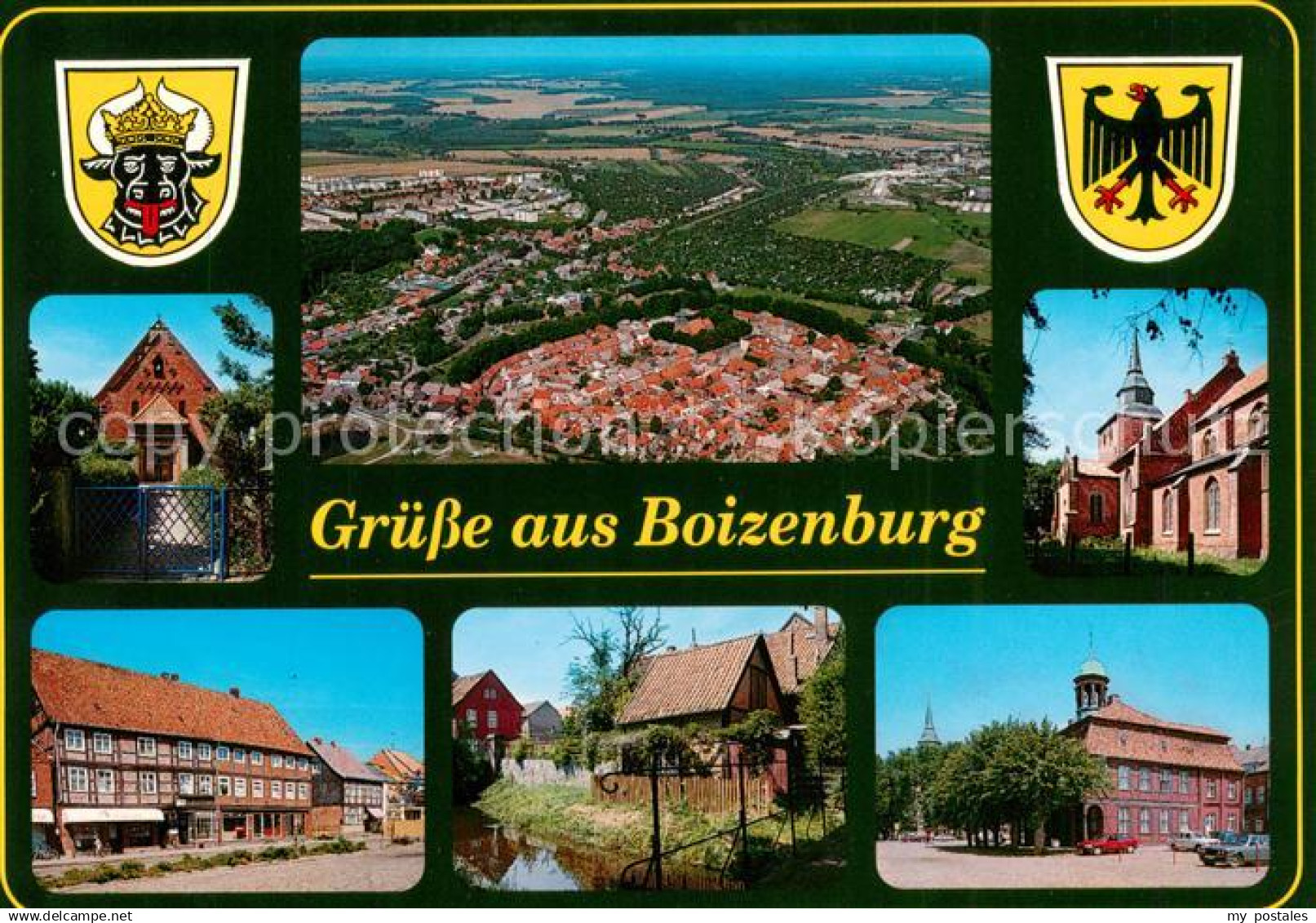 73840090 Boizenburg Elbe Fliegeraufnahme Teilansichten Schloss Kirche