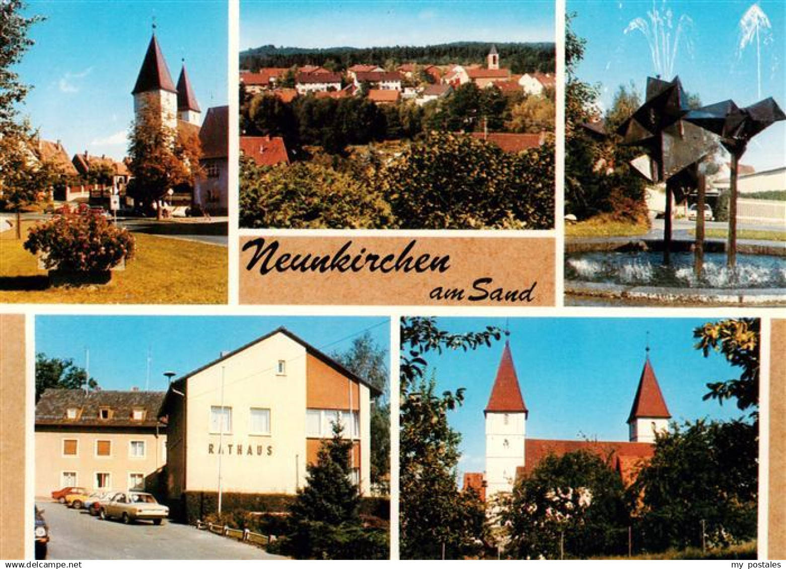 73884434 Neunkirchen Sand Kirchen Ortspartie Brunnen Rathaus Neunkirchen Sand