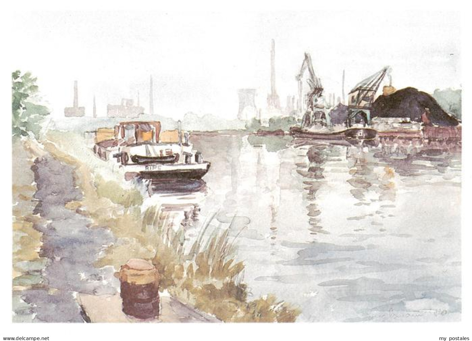 73894958 Castrop-Rauxel Ruhrgebiet Victor Hafen Aquarell Castrop-Rauxel