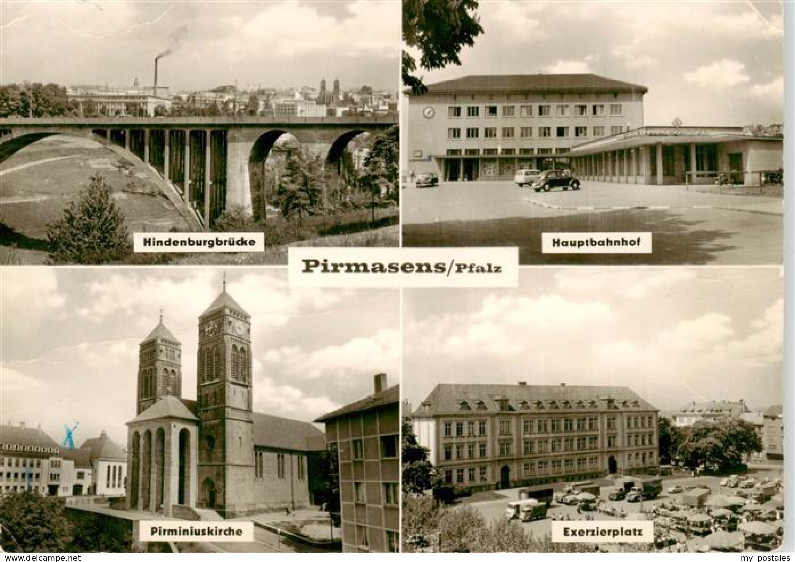 73896699 Pirmasens Hindenburgbruecke Hauptbahnhof Pirminiuskirche Exerzierplatz