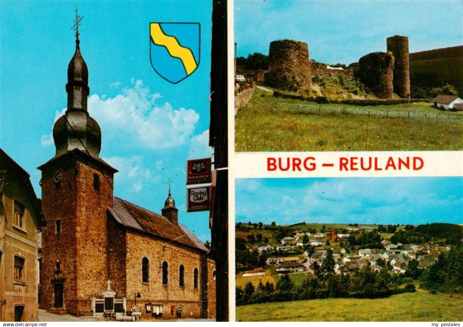 73919219 Reuland Burgreuland Burg-Reuland Belgie Kirche Schlossruine Panorama