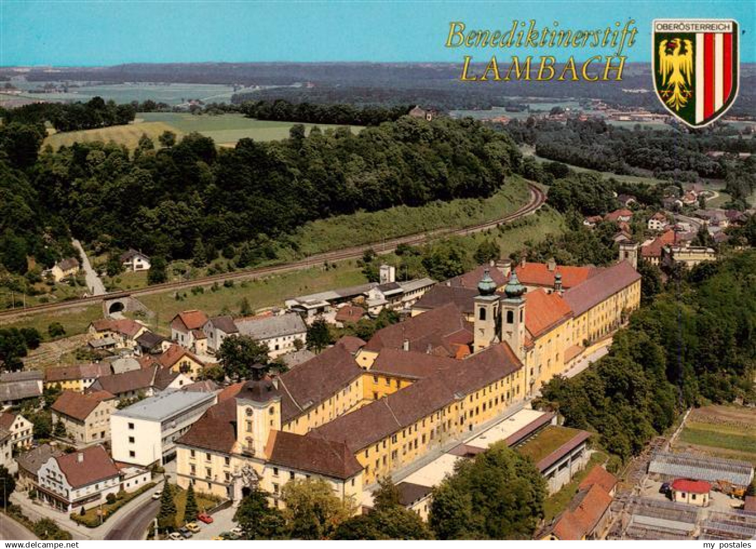 73941133 Lambach Traun Oberoesterreich AT Fliegeraufnahme mit Benediktinerstift