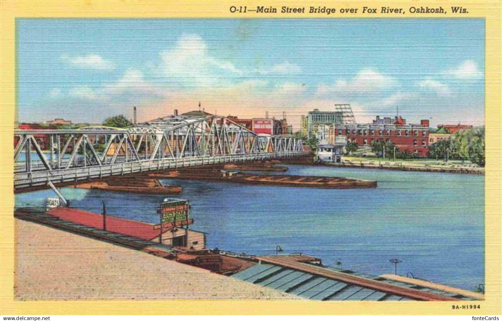 73972901 Oshkosh_Wisconsin_USA Main Street Bridge over Fox River Illustration