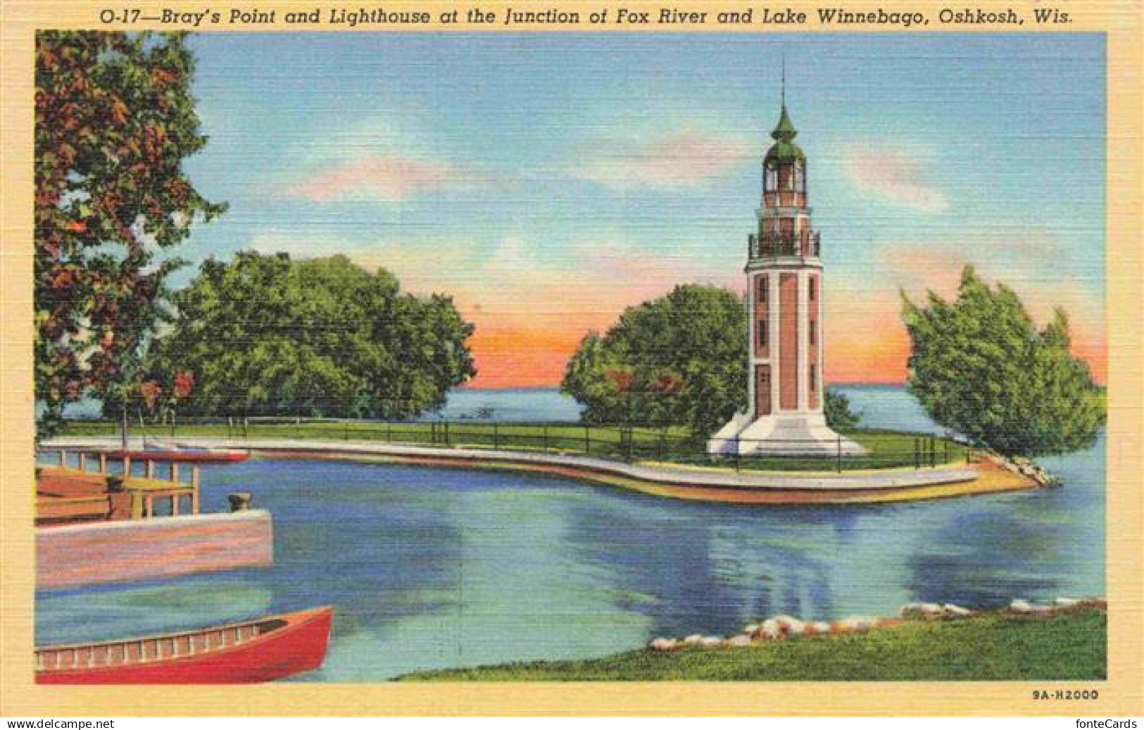 73972903 Oshkosh Wisconsin USA Bray's Point and Lighthouse at junction of Fox Ri