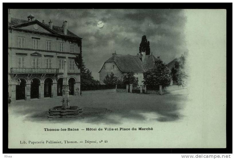 74 Thonon-les-Bains carte nuage mairie clair de lune D74D K74281K C74281C RH060729