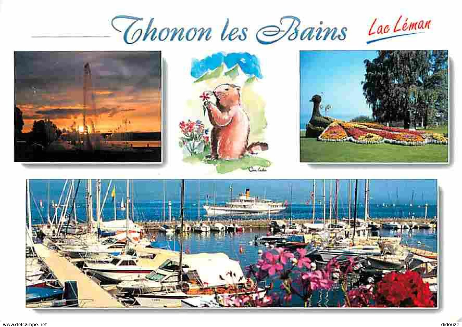 74 - Thonon les Bains - Multivues - Bateaux - CPM - Voir Scans Recto-Verso