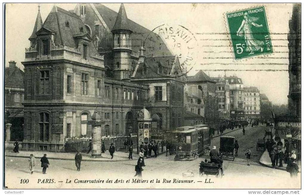 75003 - PARIS - RUE REAUMUR - CONSERVATOIRE pour les ECOLES des ARTS ET METIERS - TRAMWAY