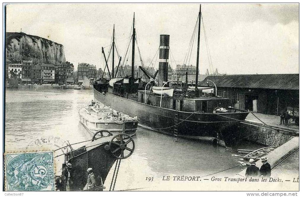 76 - LE TREPORT - LE PORT - PENICHE - CARGO - NAVIRE - BATEAU - GROS TRANSPORT dans les DOCKS