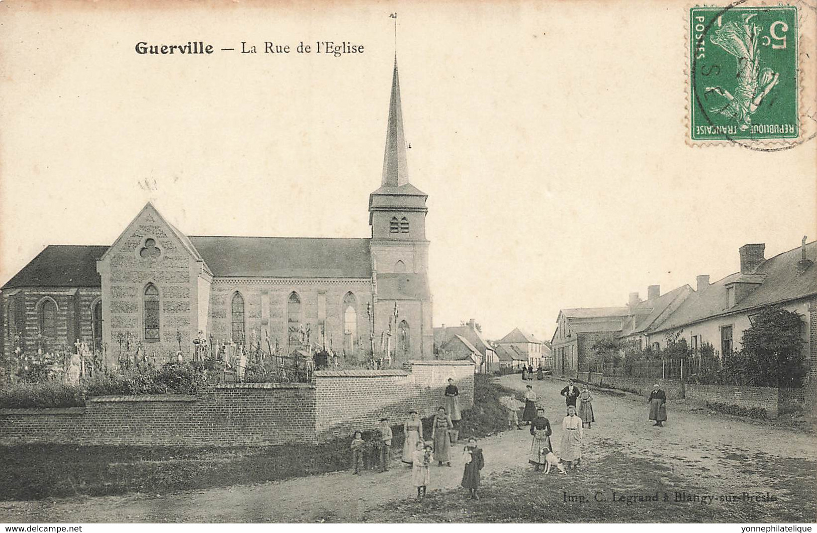 76 - SEINE MARITIME - GUERVILLE - rue de l'église - beau cliché animé - 10504