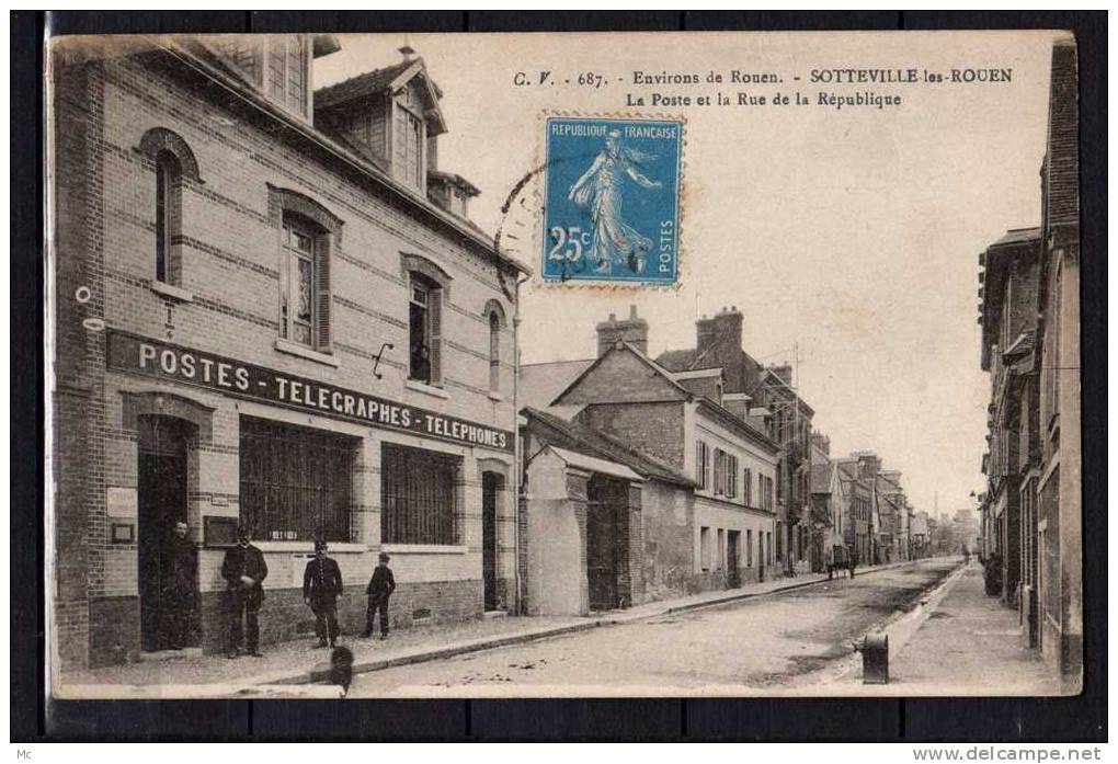 76 - Sotteville-les-Rouen - Environs de Rouen - La Poste et la Rue de la République - Télégraphes - Téléphones