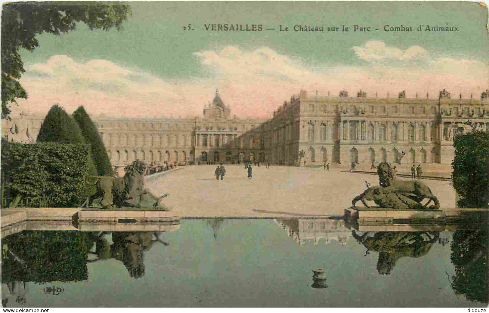 78 - Versailles - Château de Versailles - Le Château sur le Parc - Combat d'Animaux - Colorisée - CPA - Voir Scans Recto