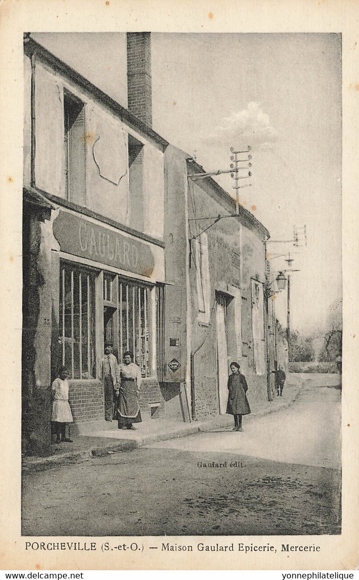 78 - YVELINES - PORCHEVILLE - carte-éditeur Maison GULARD, épicerie, mercerie - superbe animation - 10855