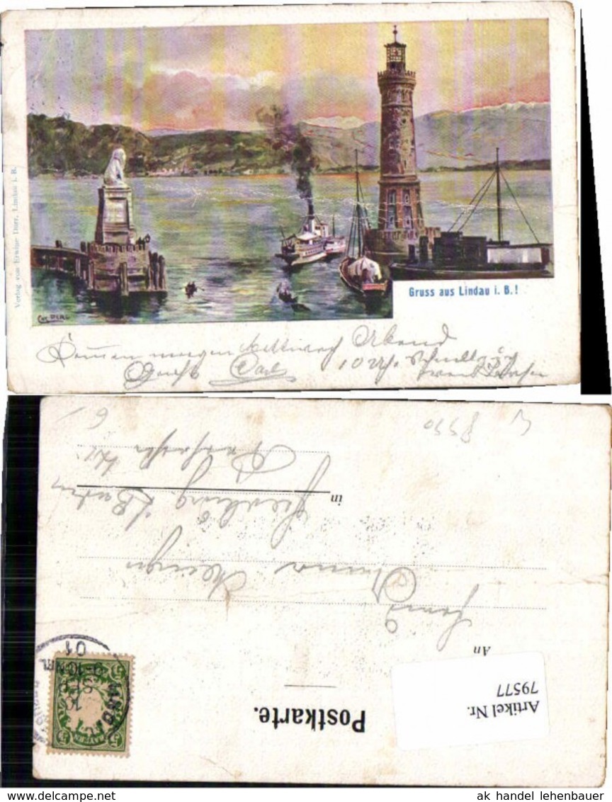 79577,Gruss aus Lindau Bodensee Leuchtturm Perl C. sig