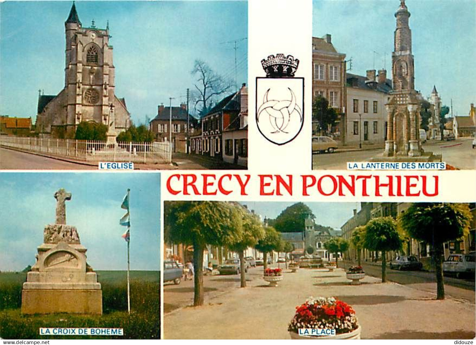 80 - Crecy en Ponthieu - Multivues - Blasons - Fleurs - Automobiles - Carte Neuve - CPM - Voir Scans Recto-Verso