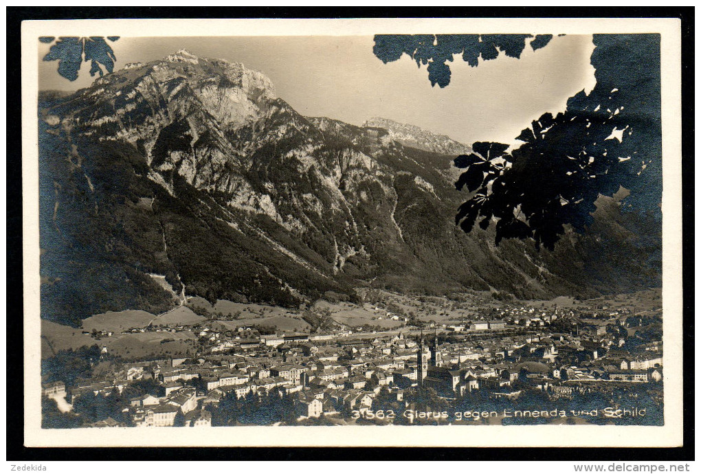 8407 - alte Foto Ansichtskarte - Glarus gegen Ennenda und Schild - Kilchberg Nr. 31562 - TOP