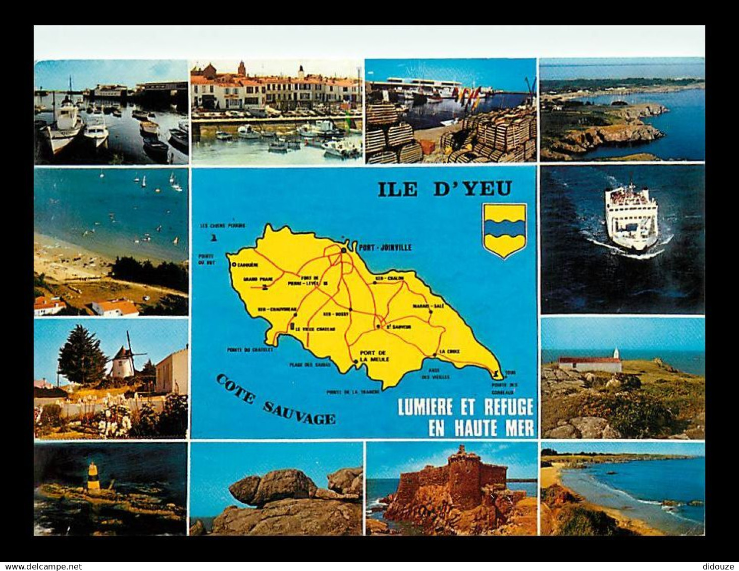 85 - Ile d'Yeu - Multivues - Carte Géographique - Bateaux - Flamme Postale de l'Ile d'Yeu - CPM - Voir Scans Recto-Verso