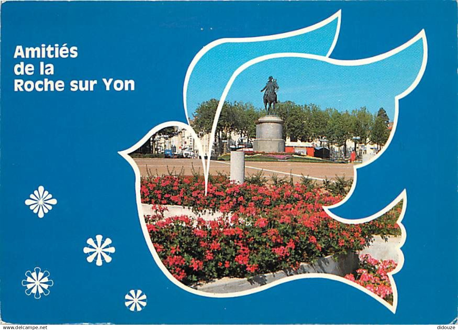 85 - La Roche sur Yon - Place Napoléon - Statue de Napoléon - Fleurs - Flamme Postale de La Roche sur Yon - CPM - Voir S