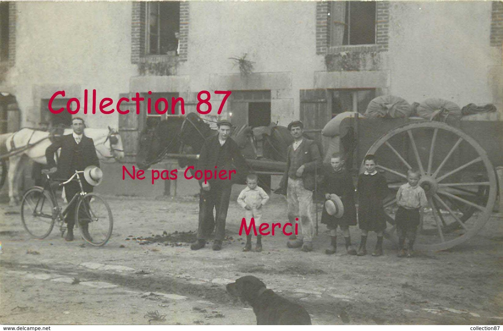 87 ☺♥♥♥ CASSEPIERRE par RILHAC RANCON < CHARRETIER GERMAIN MARCHAND de CHARBON - CARTE PHOTO BOUDEAU