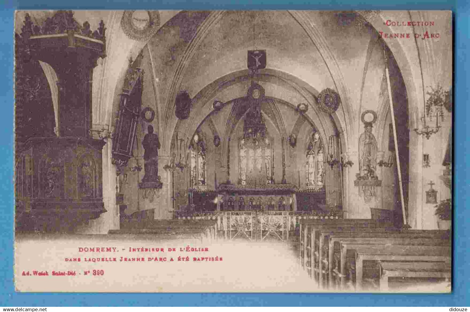 88 - Domrémy la Pucelle - Intérieur de l'Eglise dans laquelle Jeanne d'Arc fut baptisé - Carte Vierge