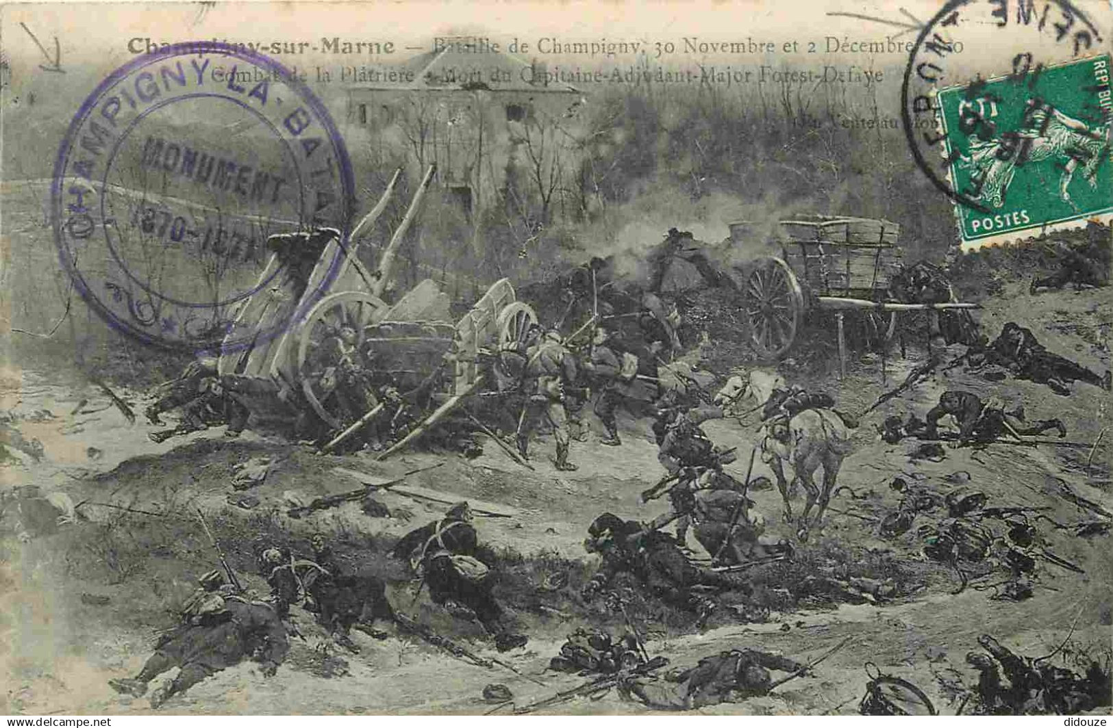 94 - Champigny sur Marne - Bataille de Champigny - CPA - Oblitération ronde de 1910 - Voir Scans Recto-Verso