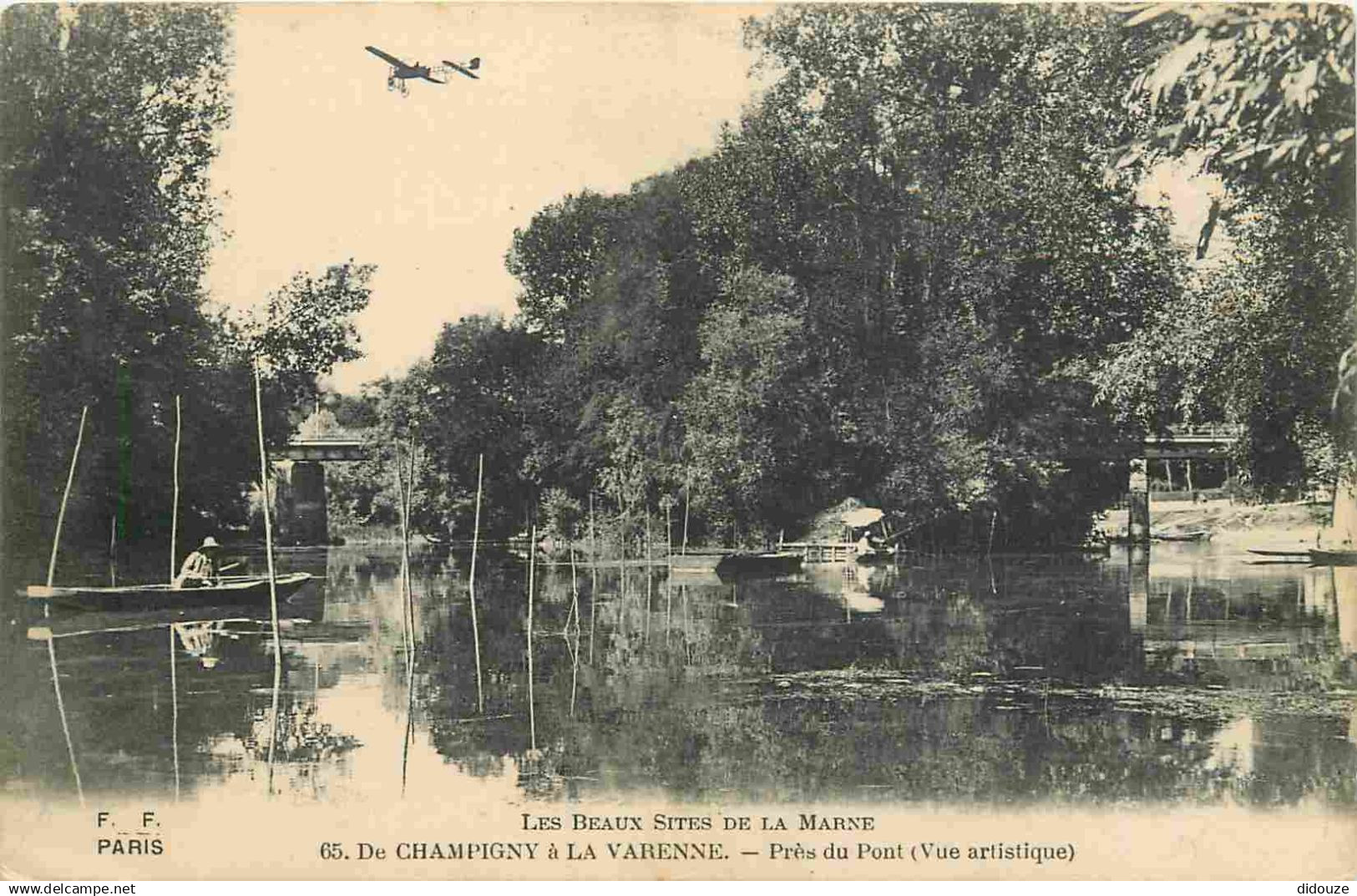 94 - Champigny sur Marne - De Champigny à La Varenne - Près du Pont - Animée - Avions - Correspondance - CPA - Voir Scan