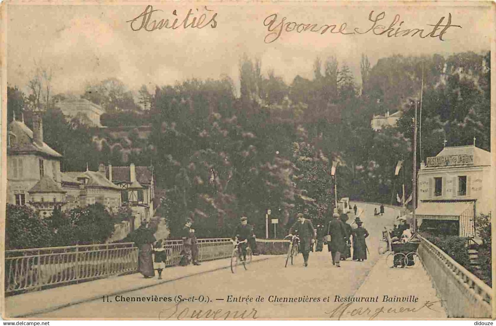 94 - Chennevieres sur Marne - Entrée de Chennevières et Restaurant Bainville - Animée - Précurseur - CPA - Oblitération