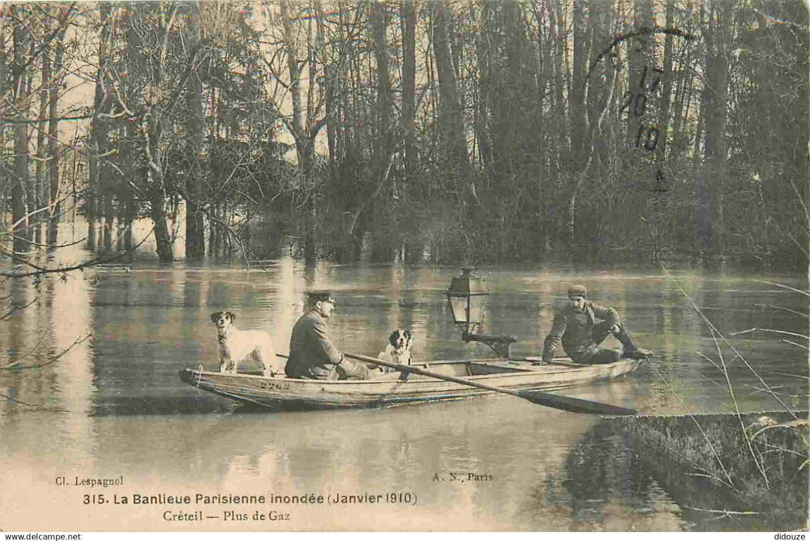 94 - Creteil - La Banlieue Parisienne Inondée Janvier 1910 - Créteil - Plus de Gaz - Animée - Chiens - Canotage - CPA -