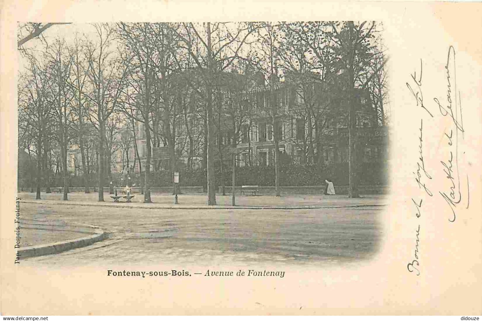 94 - Fontenay sous Bois - Avenue de Fontenay - Précurseur - CPA - Oblitération ronde de 1903 - Etat froissure visible -