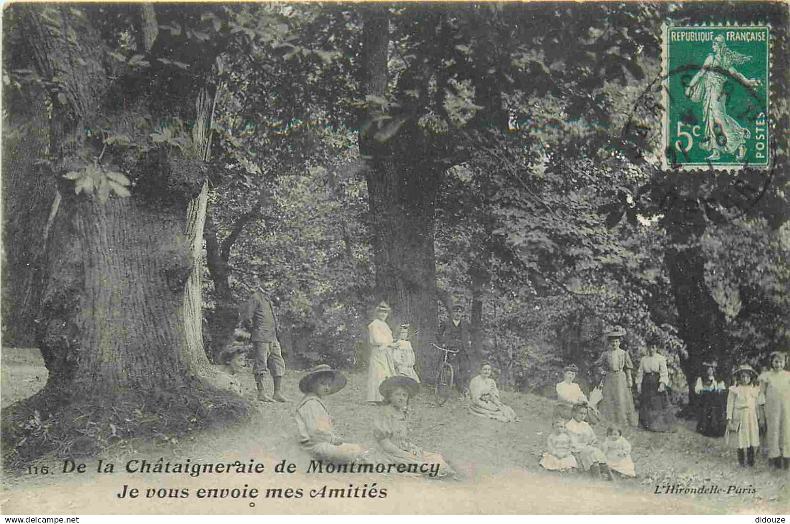 95 - Montmorency - De la Chataigneraie de Montmorency je vous envoie mes amitiés - Animée - CPA - Oblitération de 1911 -