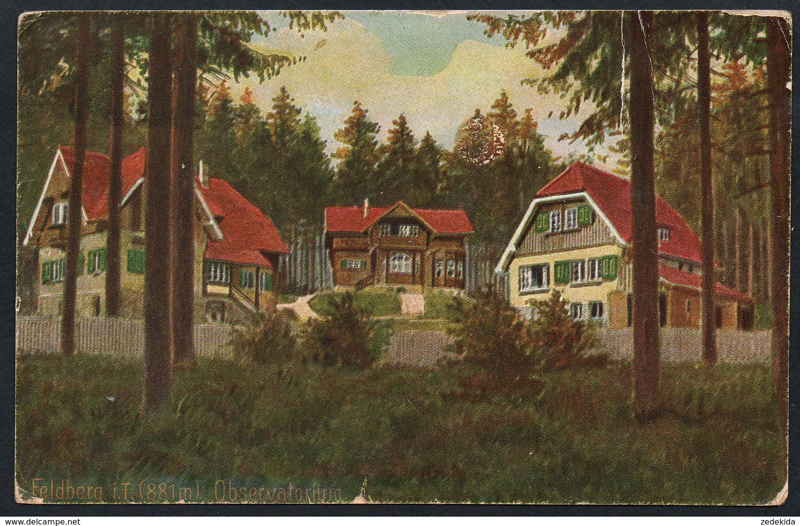 A2622 - alte Ansichtskarte - Feldberg i. T. - Observatorium - gel 1931 - Wiechmann Künstlerkarte - Wiro Lorsch