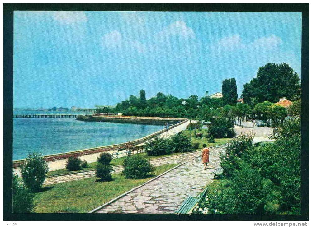 A5328 / Anhialo Pomorie  - 1974  BLACK SEA , BRIDGE ,  Alley , CAR , SCULPTURE OF DEER - Bulgaria Bulgarie Bulgarien