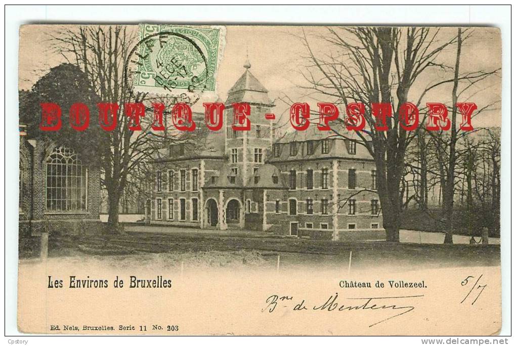 ACHAT IMMEDIAT - BELGIE - VOLLEZEEL - Le Chateau - Carte Voyagée 1908 - Belgium Belgique - Dos Scanné