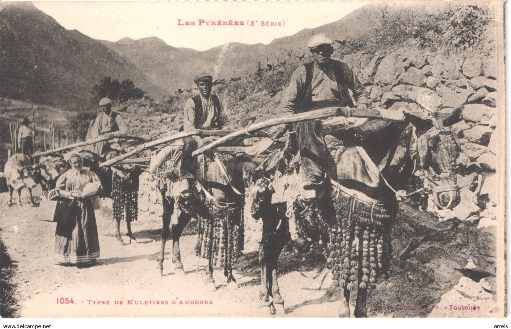 AD ANDORRE - labouche 1054 - conducteurs de mulets - Muletiers d'Andorre - animée belle