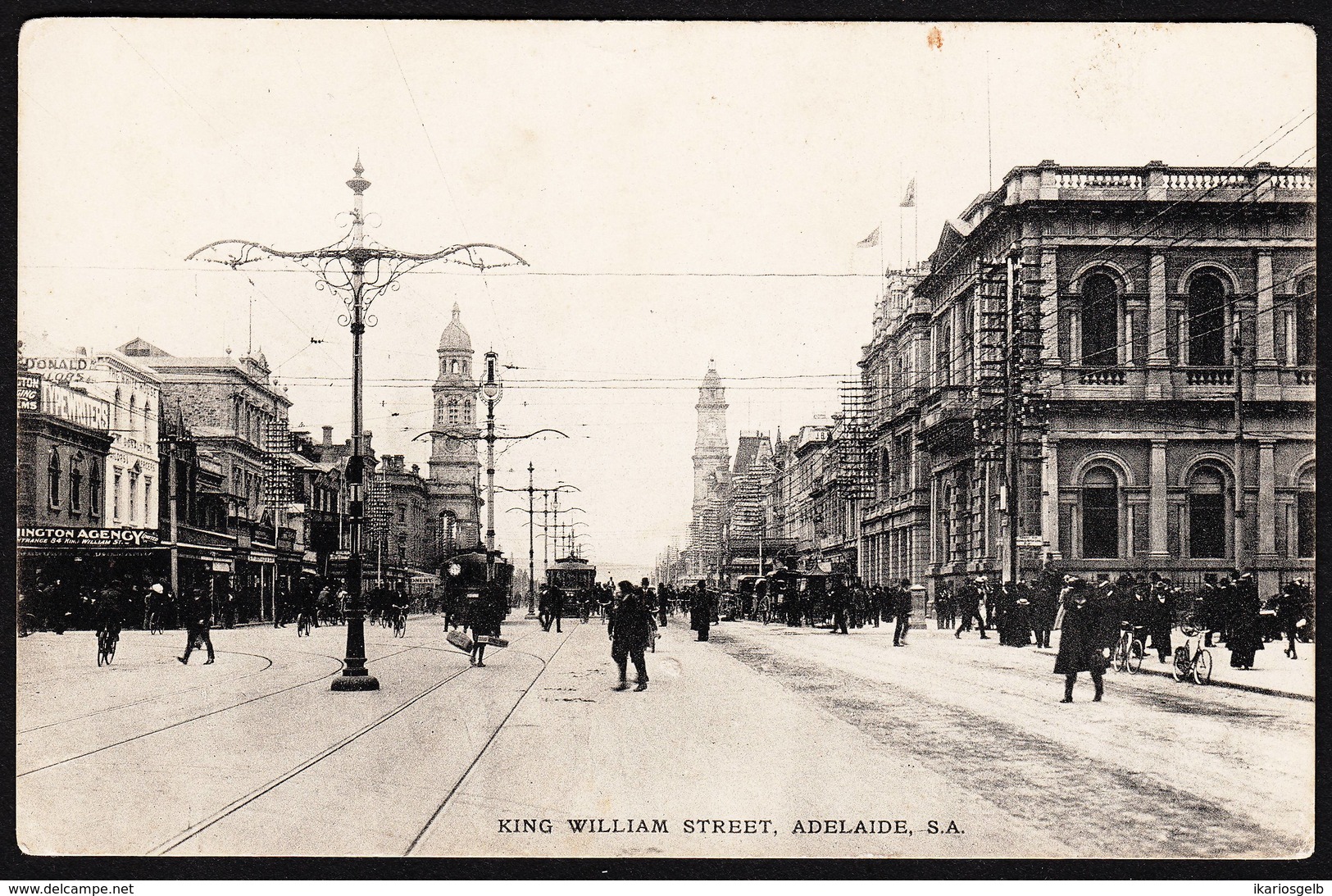 ADELAIDE Australia SA " King William Street with Street Cars " 1908