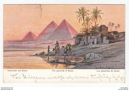 The pyramids of Gizeh old postcard posted 1924 to Wien b191201