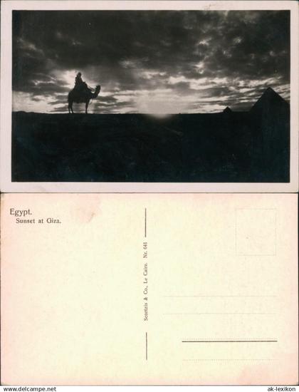 Postcard Giseh Gizeh الجيزة Kamel Sunset at Gizeh 1932